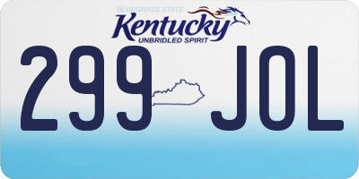 KY license plate 299JOL