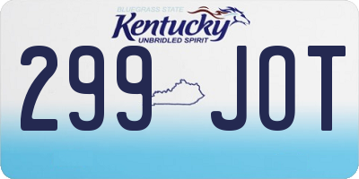 KY license plate 299JOT