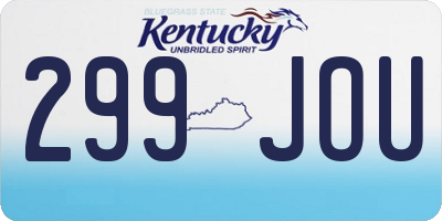KY license plate 299JOU