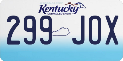 KY license plate 299JOX
