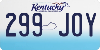 KY license plate 299JOY