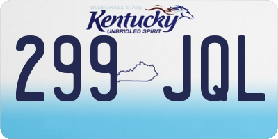 KY license plate 299JQL