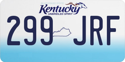 KY license plate 299JRF