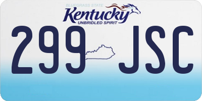KY license plate 299JSC