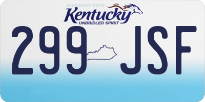KY license plate 299JSF