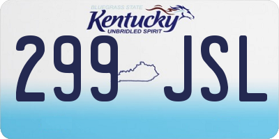 KY license plate 299JSL