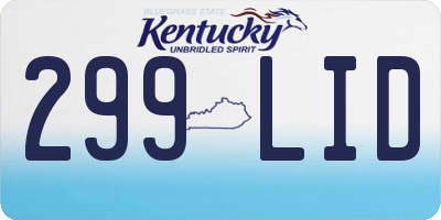 KY license plate 299LID