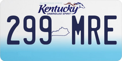 KY license plate 299MRE