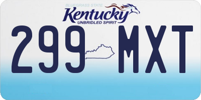 KY license plate 299MXT