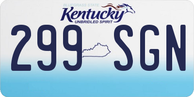 KY license plate 299SGN