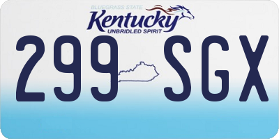 KY license plate 299SGX