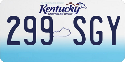 KY license plate 299SGY