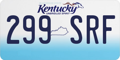 KY license plate 299SRF