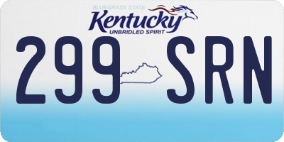 KY license plate 299SRN