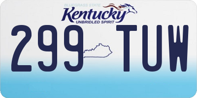 KY license plate 299TUW