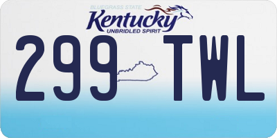 KY license plate 299TWL
