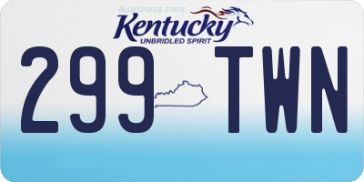 KY license plate 299TWN