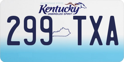KY license plate 299TXA
