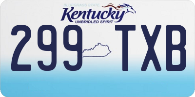 KY license plate 299TXB
