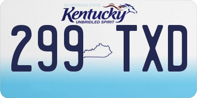 KY license plate 299TXD