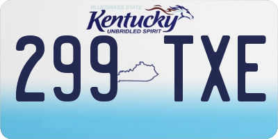KY license plate 299TXE