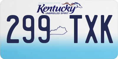 KY license plate 299TXK