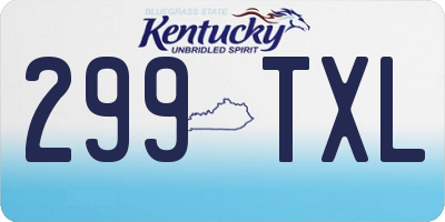 KY license plate 299TXL