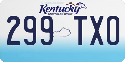 KY license plate 299TXO