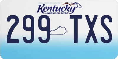 KY license plate 299TXS