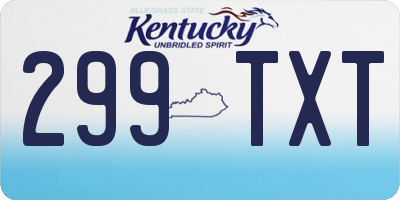 KY license plate 299TXT