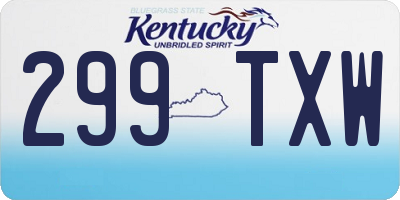 KY license plate 299TXW