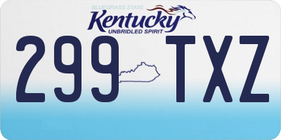KY license plate 299TXZ