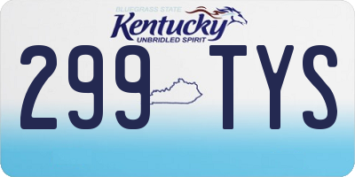 KY license plate 299TYS