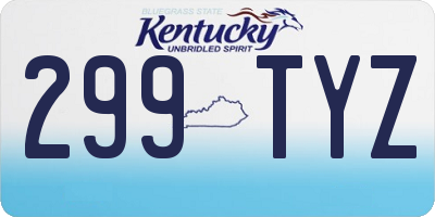 KY license plate 299TYZ