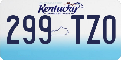 KY license plate 299TZO