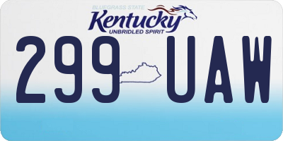 KY license plate 299UAW