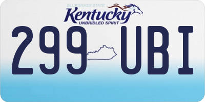 KY license plate 299UBI