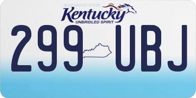 KY license plate 299UBJ