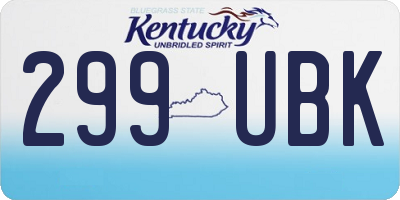 KY license plate 299UBK