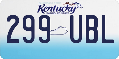 KY license plate 299UBL