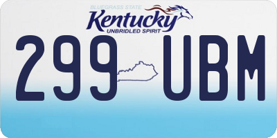 KY license plate 299UBM