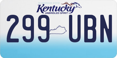 KY license plate 299UBN