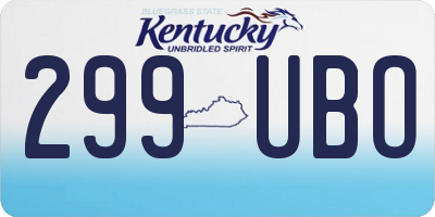 KY license plate 299UBO