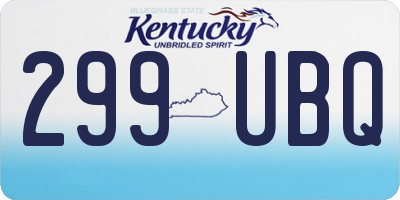 KY license plate 299UBQ