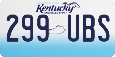 KY license plate 299UBS