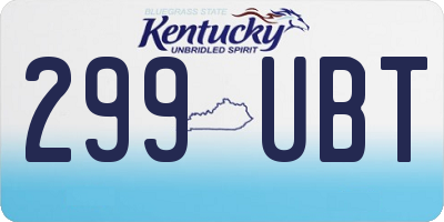 KY license plate 299UBT