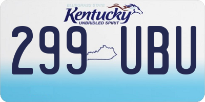 KY license plate 299UBU