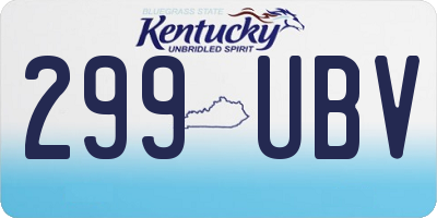 KY license plate 299UBV