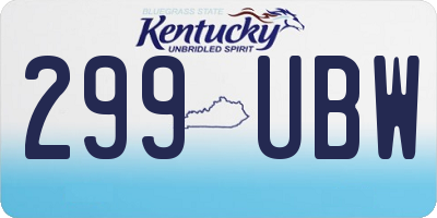 KY license plate 299UBW