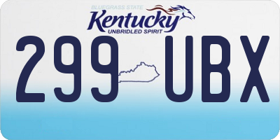 KY license plate 299UBX